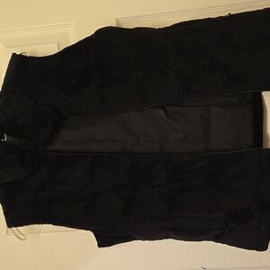 Athleta M black faux fur down Vest EUC